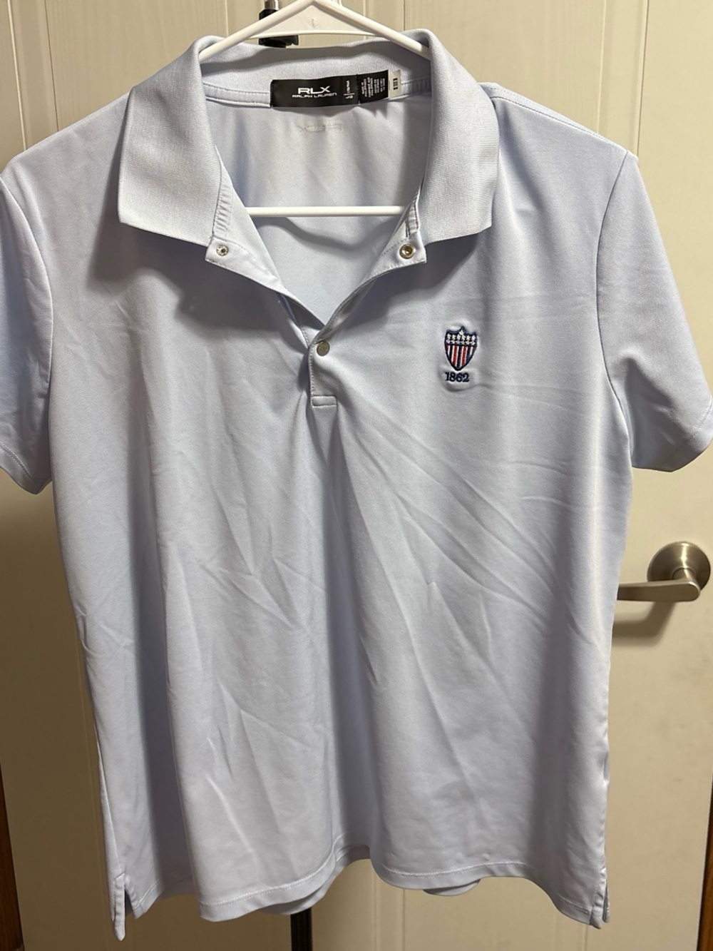 RLX Ralph Lauren Light Blue Performance Polo with Shield Logo